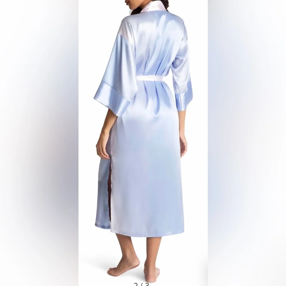 In Bloom By Jonquil Pink & Blue Ombré Satin Robe Size Medium/Large (8-14) NWT - Picture 3 of 15